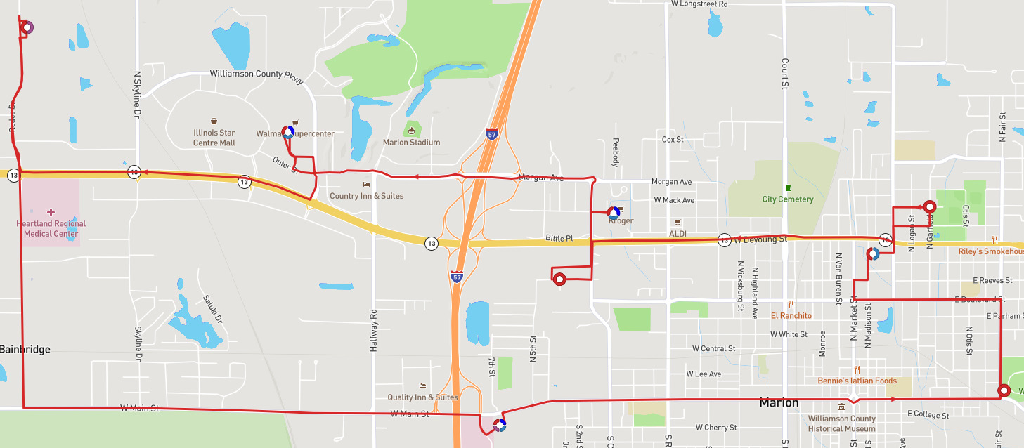 Marion East Route Map